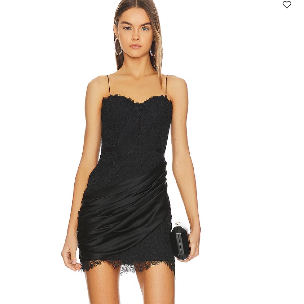 Alice + Olivia Rose Bustier Black Lace Mini Dress NWOT